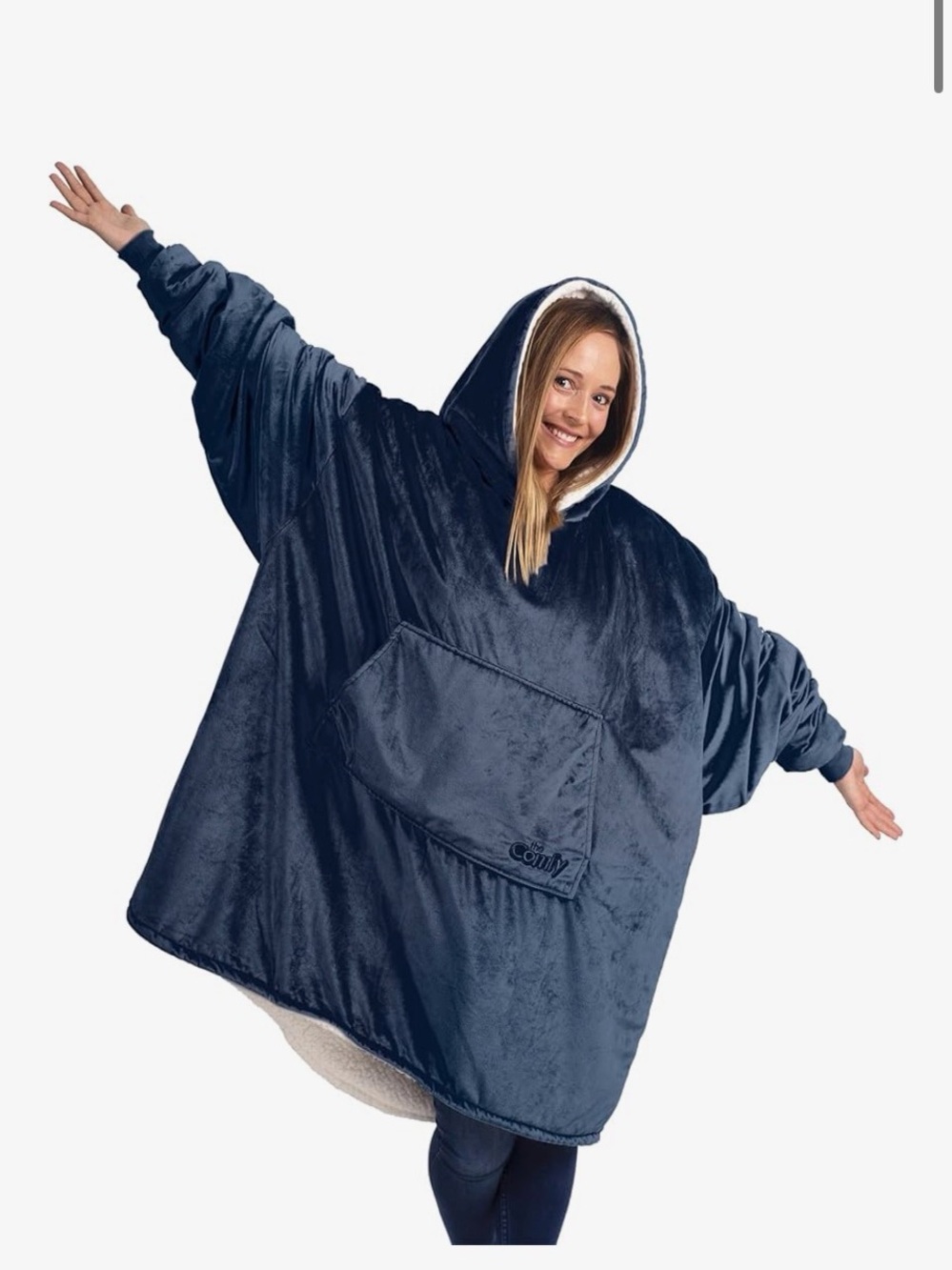 Comfy USA Oversized Hooded Wearable Blanket - Navy Blue